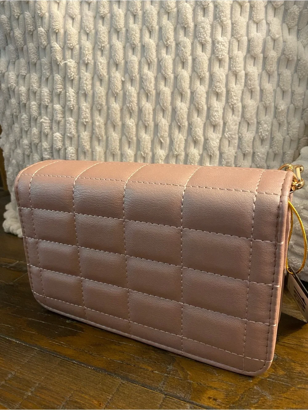 bebe Quilted Crossbody Bag in Blush